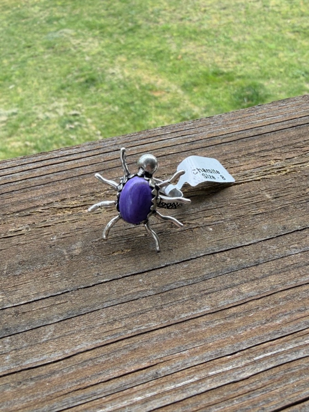Silver Spider Ring with Purple Stone NWT - Picture 7 of 7